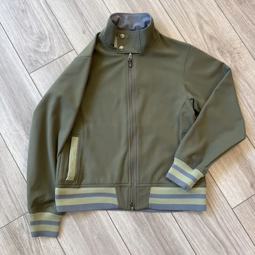 SIMS Bomber Jacket Women Large Olive Green Zip Bomber Sweater Free Shipping!